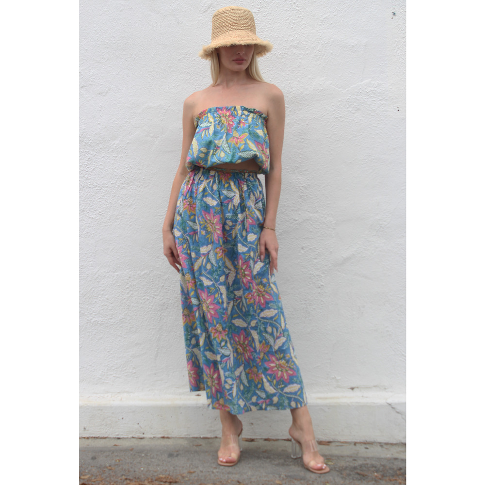 Starkx Top Tube Crop Bandeau Floral Summer Brights M Boho Tropical Blouse